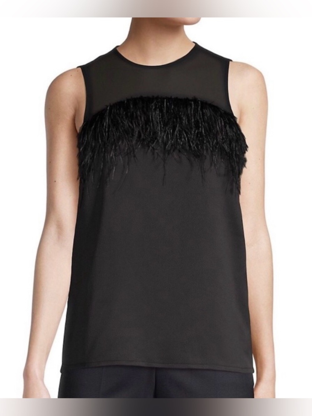 MK Michael Kors Blouse with Ostrich Feathers New With Tags - Picture 2 of 6